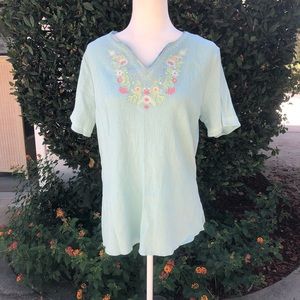 Vintage Floral Embroidered short Tee